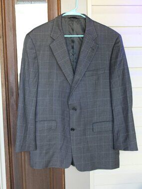 Burberry London Men's Jacket 44 Reg Dark Gray with Small Pinstripe